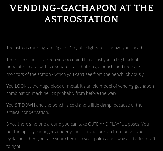 [26IB#05] VENDING-GACHAPON AT THE ASTRO-STATION